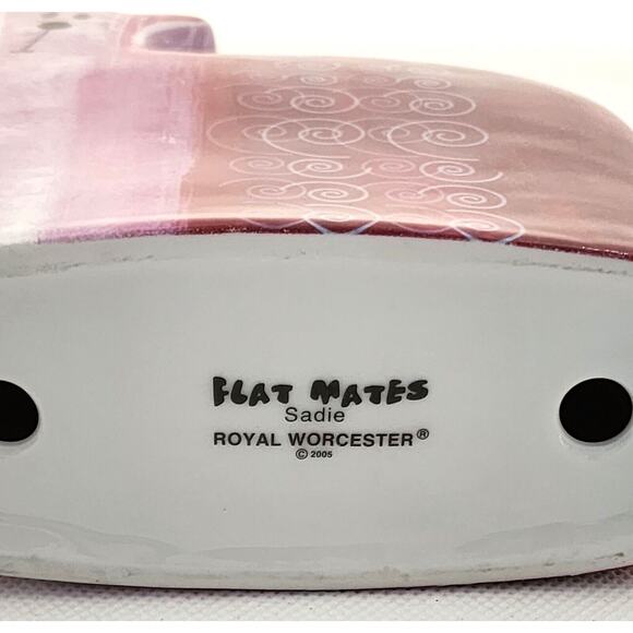 CAT-FLAT MATES-ROYAL WORCESTER-SADIE-Purple-White Swirls-Unique-Cat Lover - Picture 5 of 8